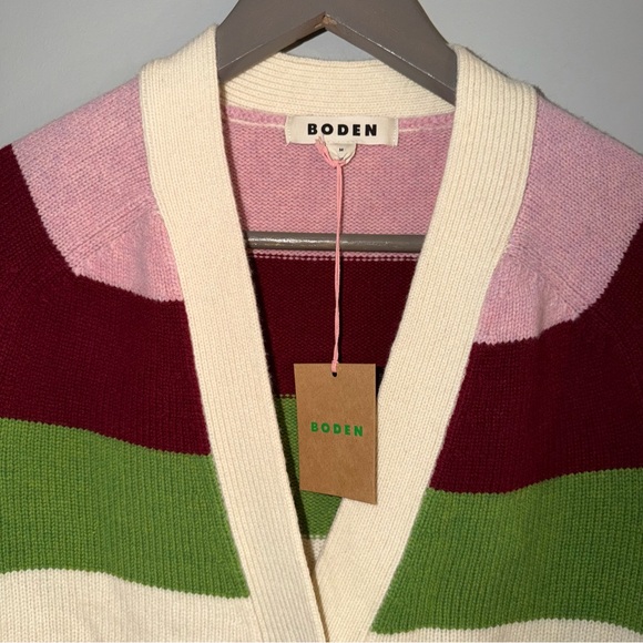 NWT Boden Olivia Multicolor Stripe Wool Cardigan Sweater Women’s Medium - Picture 2 of 8